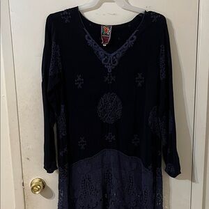 Johnny Was Navy Embroidered Tunic